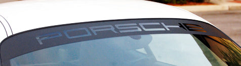 Porsche Reverse Cut Black Tint Stripe Style Windshield Banner Sticker