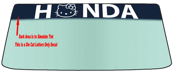 HELLO HONDA(Hello Kitty) WINDSHIELDS BANNER STICKER DIE CUT DECAL - WITH APPLICATION TOOL