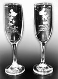 Pair of Engraved Champagne Flute Glasses-Personalized and Custom Weddings Engagement Party Bachelor Bachelorette