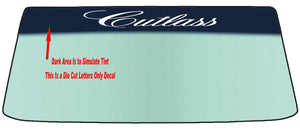 Fits A OLDSMOBILE CUTLASS Vehicle Custom Windshield Banner Graphic Die Cut Decal - Vinyl Application Tool Included