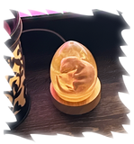 Epoxy Resin Crafted Velociraptor Embryo Egg - 3D Printed and Resin Velociraptor Egg Statue Crystal Dinosaur Sculpture With Lighted Base