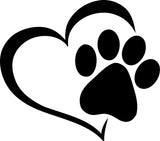 Heart and Paw Print Vinyl Decal Sticker- Six Styles - 16 Colors