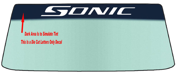 Fits A CHEVY SONIC Vehicle Custom Windshield Banner Graphic Die Cut Decal - Vinyl Application Tool Included