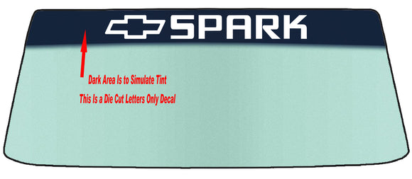 Fits A CHEVY SPARK Vehicle Custom Windshield Banner Graphic Die Cut Decal - Vinyl Application Tool Included
